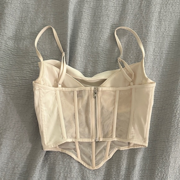 Oh Polly Cream Bustier with Mesh Panels - Picture 3 of 5